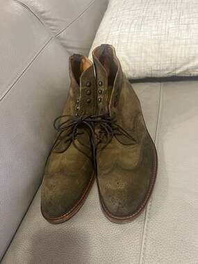TAFT The Mack Boot in Olive Suede Wingtip Brogue sz 13 dress shoe